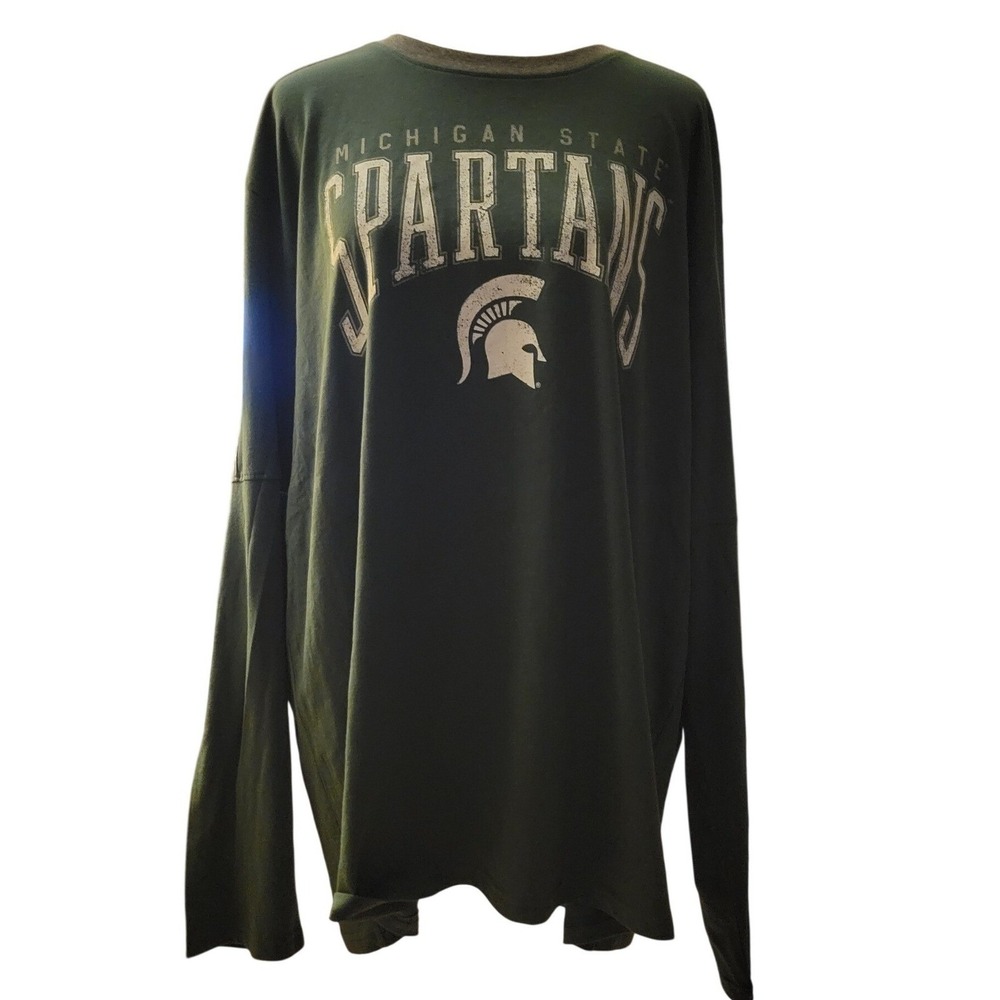 Captivating Michigan State Spartans Mens 3XL Green Long Sleeve T-Shirt NCAA MSU